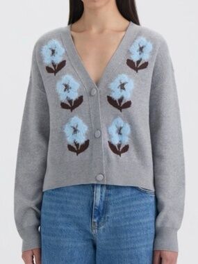 NVLT Gray Floral Cardigan